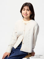UNIQLO Kids' Soufflé Yarn Cardigan - 01 OFF WHITE