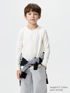 UNIQLO Kids' HEATTECH Extra Warm Cotton Crew Neck T-Shirt (Long Sleeve) - 01 OFF WHITE