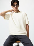 UNIQLO Unisex Washable Milano Ribbed Knitted T-Shirt - 01 OFF WHITE