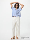 UNIQLO Women's Linen Cotton Tapered Trousers - 01 OFF WHITE