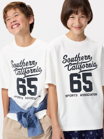 UNIQLO Kids' AIRism Cotton Crew Neck T-Shirt (Graphic) - 01 OFF WHITE