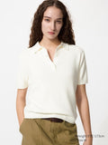 UNIQLO Women's Polo Jumper (Short Sleeve) - 01 OFF WHITE