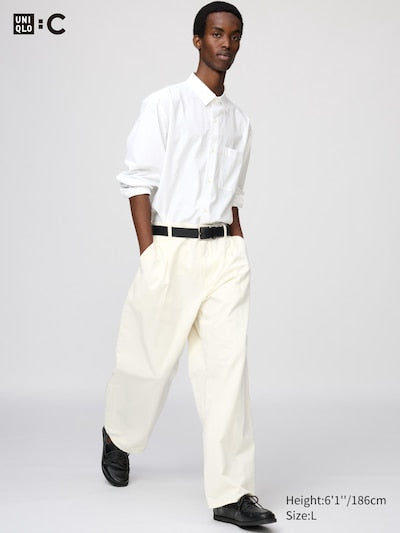 UNIQLO Unisex Barrel Leg Trousers - 01 OFF WHITE