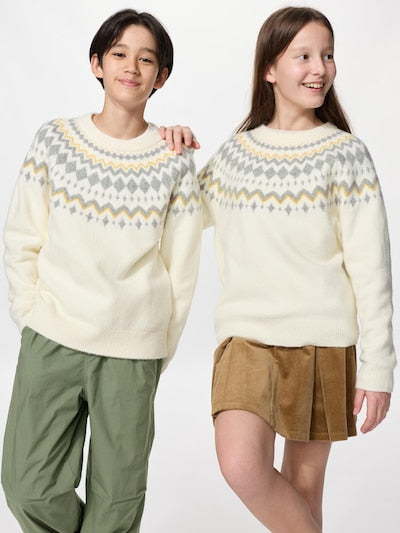 UNIQLO Soufflé Yarn Jumper (Fair Isle) - 01 OFF WHITE