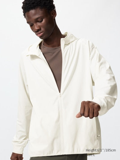 UNIQLO Men's DRY-EX UV Protection Full-Zip Hoodie - 01 OFF WHITE