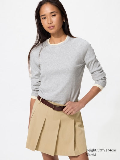 UNIQLO Unisex Soft Ribbed T-Shirt (Long Sleeve) - 02 LIGHT GREY