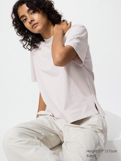 UNIQLO Women's AIRism Cotton T-Shirt - 02 LIGHT GREY