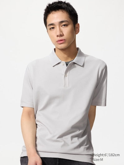 UNIQLO Unisex AIRism Cotton Piqué Polo Shirt - 02 LIGHT GREY