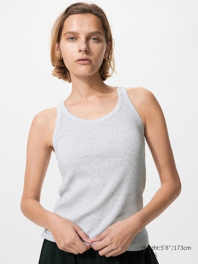 UNIQLO Women's Racer Back Bra Top (Ribbed) - 02 LIGHT GREY