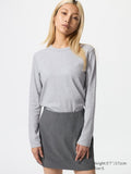 UNIQLO Women's Smooth Stretch Cotton T-Shirt (Long Sleeve) - 03 GREY