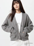 UNIQLO Women's Smooth Cotton V Neck Cardigan - 03 GREY