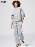 UNIQLO Unisex Sweat Straight Trousers - 03 GREY