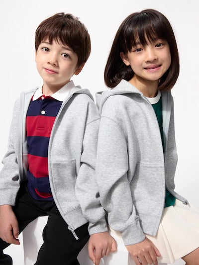UNIQLO Kids' DRY Sweat Full-Zip Hoodie - 03 GREY