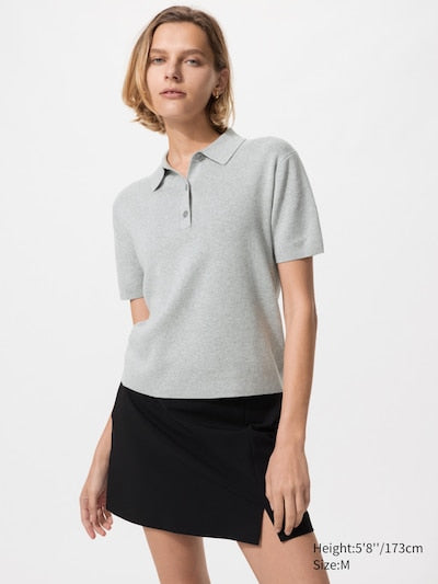 UNIQLO Women's Polo Jumper (Short Sleeve) - 03 GREY