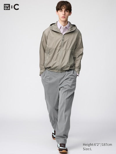 UNIQLO Unisex Pleated Wide Tapered Trousers - 05 GREY