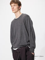 UNIQLO Men's 100% Merino Crew Neck Jumper - 07 GREY