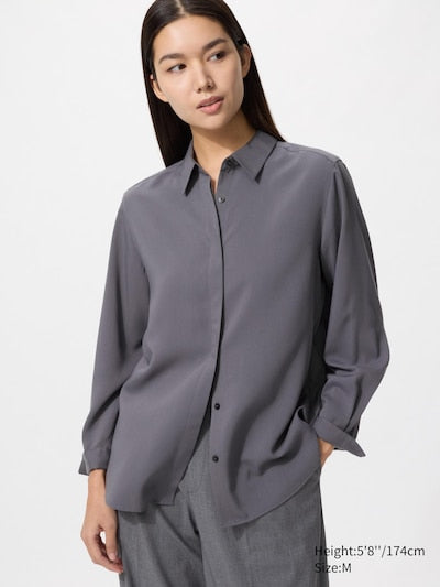 UNIQLO Women's Rayon Blouse - 07 GREY