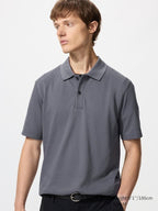 UNIQLO Unisex AIRism Cotton Piqué Polo Shirt - 08 DARK GREY