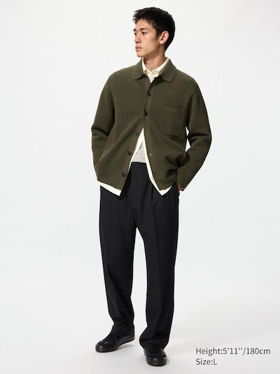 UNIQLO Men's Pleated Wide Trousers - 09 BLACK