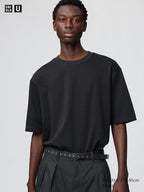UNIQLO Unisex AIRism Cotton Oversized Crew Neck T-Shirt - 09 BLACK