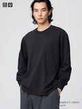 UNIQLO Unisex AIRism Cotton Crew Neck T-Shirt (Long Sleeve) - 09 BLACK