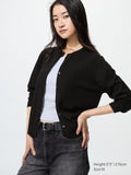 UNIQLO Women's 100% Merino Crew Neck Cardigan - 09 BLACK