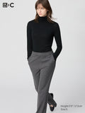 UNIQLO Women's HEATTECH Extra Warm Cashmere Blend Turtleneck T-Shirt - 09 BLACK