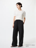 UNIQLO Women's Linen Blend Easy Trousers - 09 BLACK