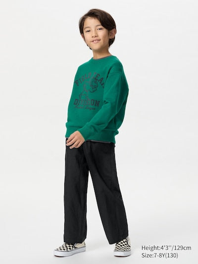 UNIQLO Kids' Linen Blend Wide Trousers - 09 BLACK