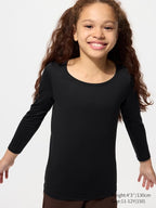 UNIQLO Kids' HEATTECH Scoop Neck T-Shirt (Long Sleeve) - 09 BLACK