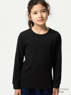 UNIQLO Kids' HEATTECH Extra Warm Cotton Crew Neck T-Shirt (Long Sleeve) - 09 BLACK