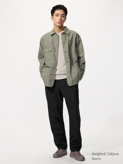 UNIQLO Men's Linen Blend Relaxed Trousers - 09 BLACK