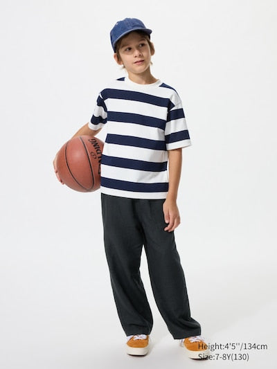 UNIQLO Kids' Linen Blend Wide Trousers - 09 BLACK