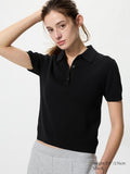 UNIQLO Women's Polo Jumper (Short Sleeve) - 09 BLACK