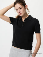 UNIQLO Women's Polo Jumper (Short Sleeve) - 09 BLACK