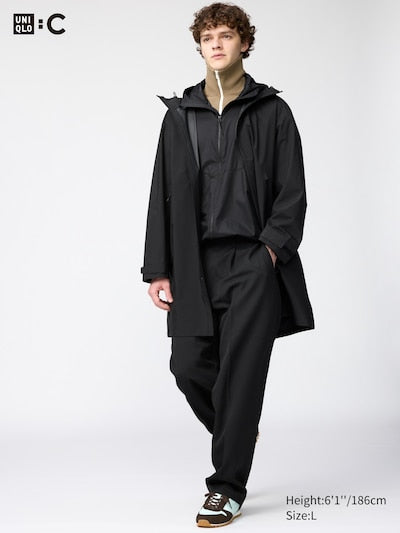 UNIQLO Unisex Pleated Wide Tapered Trousers - 09 BLACK