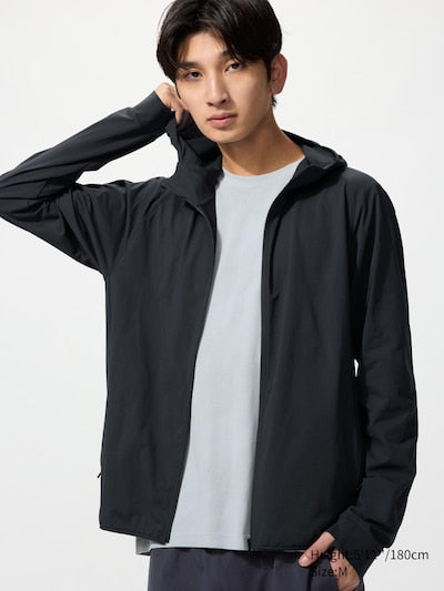 UNIQLO Men's DRY-EX UV Protection Full-Zip Hoodie - 09 BLACK