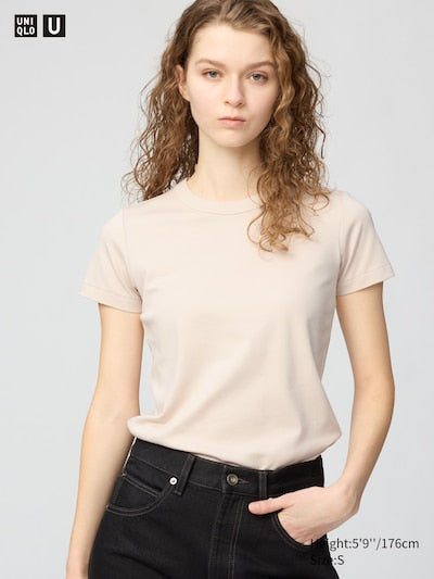 UNIQLO Women's Crew Neck T-Shirt - 10 PINK