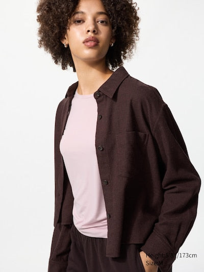 UNIQLO Women's HEATTECH Crew Neck T-Shirt (Long Sleeve) - 10 PINK