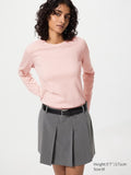 UNIQLO Women's Smooth Stretch Cotton T-Shirt (Long Sleeve) - 10 PINK