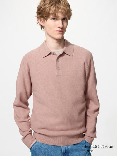 UNIQLO Soufflé Yarn Polo Jumper - 10 PINK