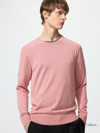 UNIQLO Men's 100% Merino Crew Neck Jumper - 11 PINK