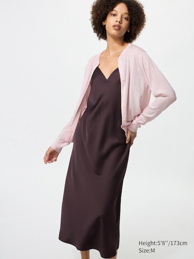 UNIQLO Women's 100% Merino Crew Neck Cardigan - 11 PINK