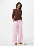 UNIQLO Women's Linen Blend Easy Trousers - 11 PINK