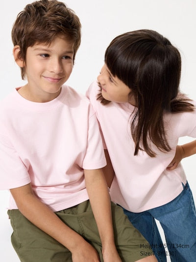 UNIQLO Kids' AIRism Cotton Crew Neck T-Shirt - 11 PINK