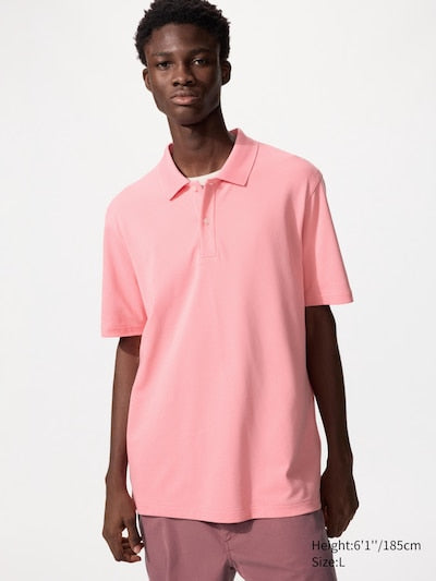 UNIQLO Unisex AIRism Cotton Piqué Polo Shirt - 11 PINK