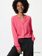UNIQLO 100% Merino Crew Neck Cardigan - 12 PINK