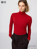 UNIQLO Women's HEATTECH Extra Warm Cashmere Blend Turtleneck T-Shirt - 14 RED