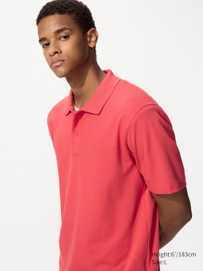 UNIQLO Unisex AIRism Cotton Piqué Polo Shirt - 14 RED