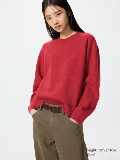 UNIQLO Soufflé Yarn Crew Neck Jumper - 14 RED